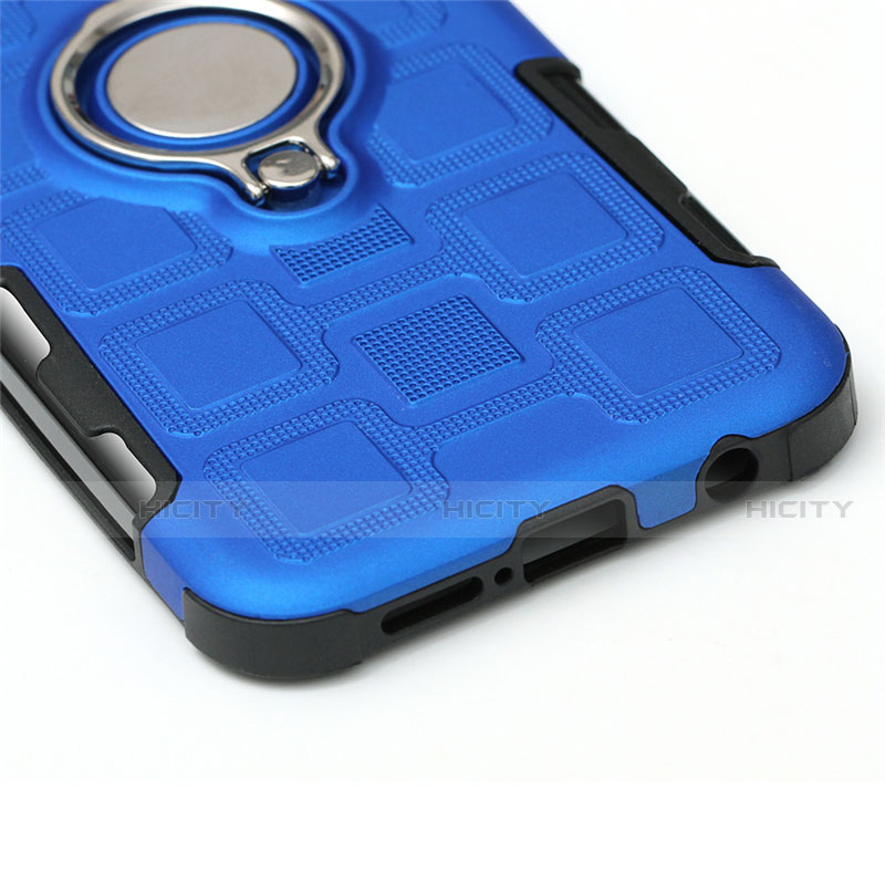 Custodia Silicone e Plastica Opaca Cover con Anello Supporto S01 per Huawei P20 Lite