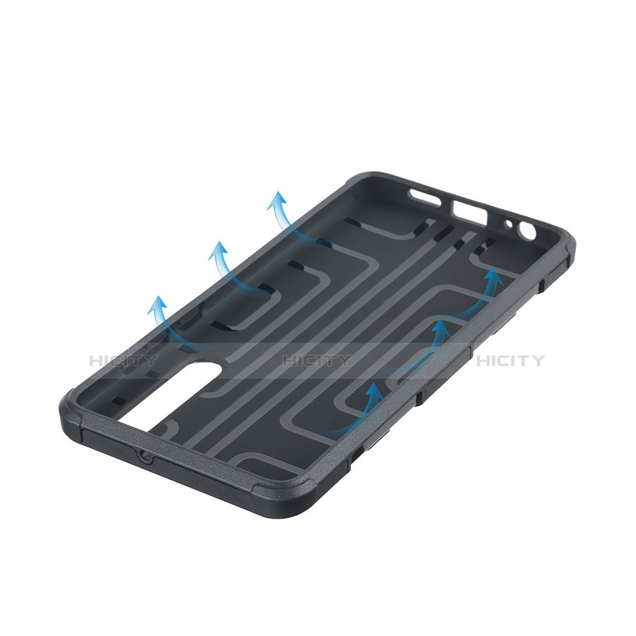 Custodia Silicone e Plastica Opaca Cover con Anello Supporto S01 per Huawei P30