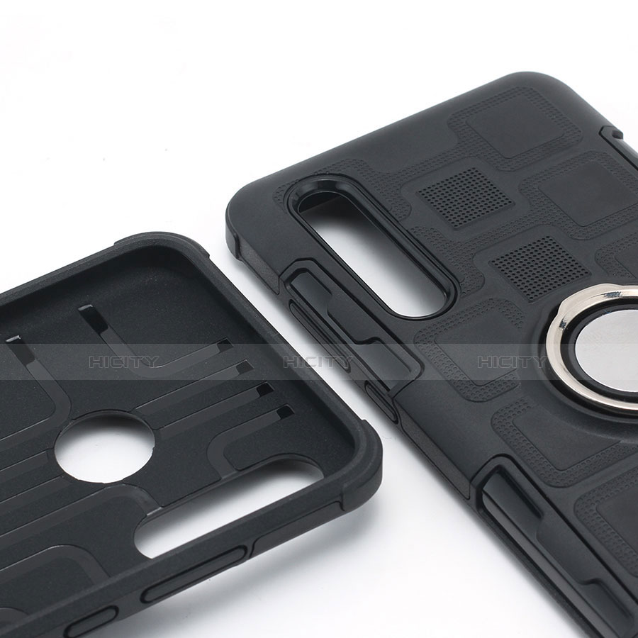 Custodia Silicone e Plastica Opaca Cover con Anello Supporto S01 per Huawei P30