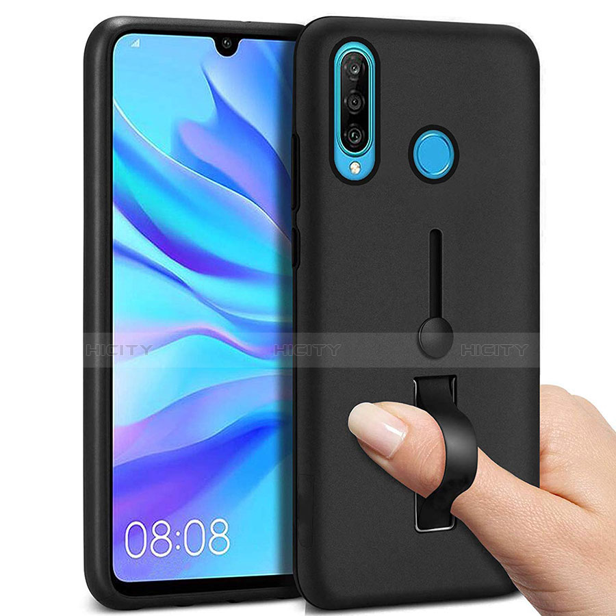 Custodia Silicone e Plastica Opaca Cover con Anello Supporto S04 per Huawei Nova 4e