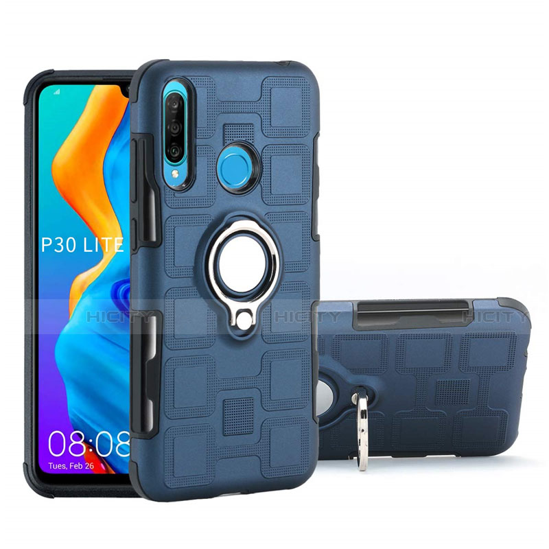 Custodia Silicone e Plastica Opaca Cover con Magnetico Anello Supporto A01 per Huawei Nova 4e