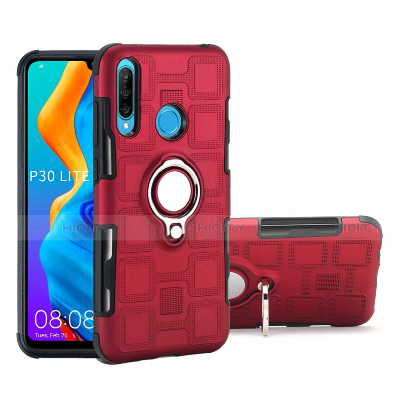 Custodia Silicone e Plastica Opaca Cover con Magnetico Anello Supporto A01 per Huawei Nova 4e