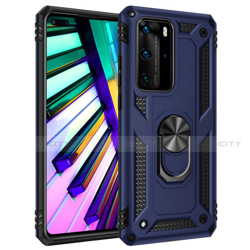 Custodia Silicone e Plastica Opaca Cover con Magnetico Anello Supporto C01 per Huawei P40 Pro