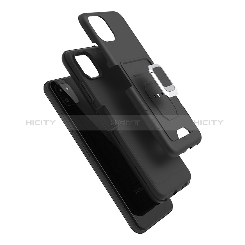 Custodia Silicone e Plastica Opaca Cover con Magnetico Anello Supporto J01S per Samsung Galaxy A22s 5G