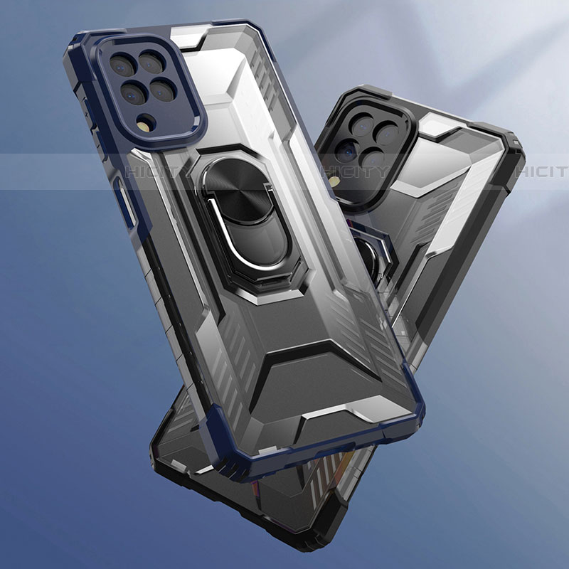 Custodia Silicone e Plastica Opaca Cover con Magnetico Anello Supporto J01S per Samsung Galaxy F22 4G