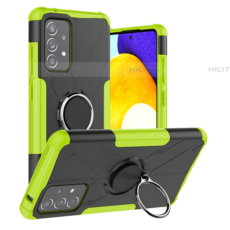 Custodia Silicone e Plastica Opaca Cover con Magnetico Anello Supporto J01X per Samsung Galaxy A52 4G Verde