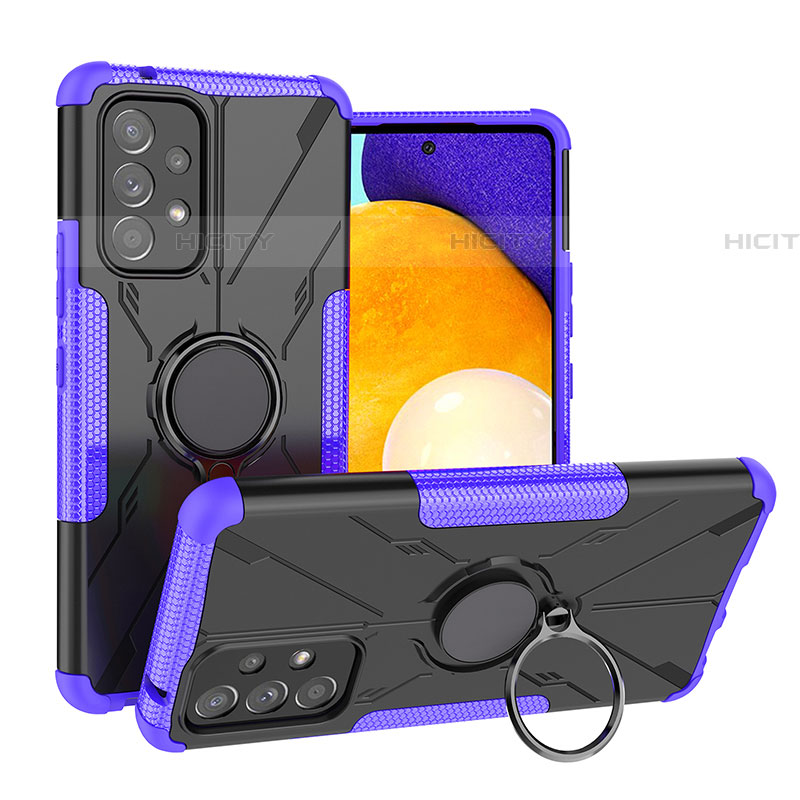 Custodia Silicone e Plastica Opaca Cover con Magnetico Anello Supporto J01X per Samsung Galaxy A53 5G Viola