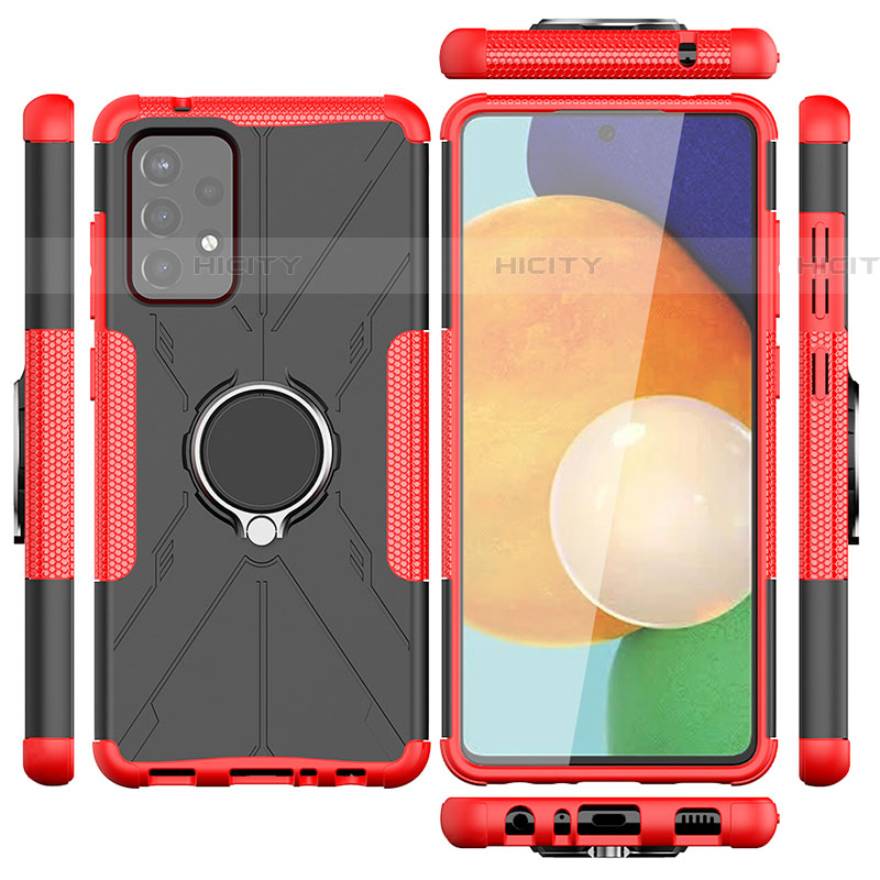 Custodia Silicone e Plastica Opaca Cover con Magnetico Anello Supporto J01X per Samsung Galaxy A72 5G