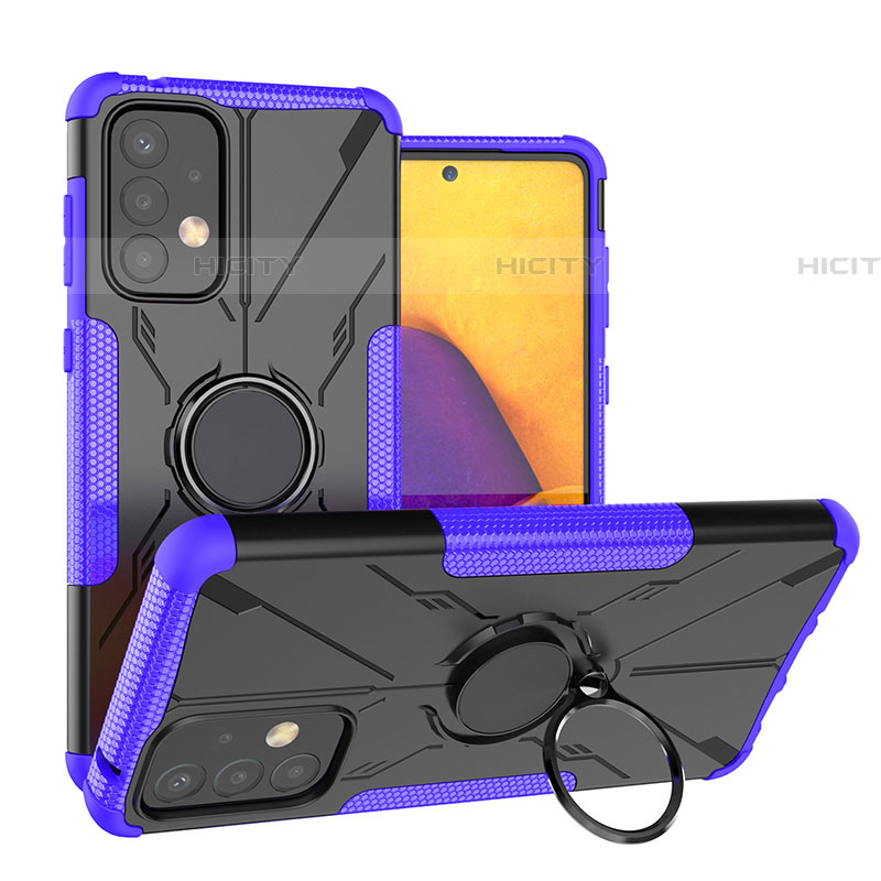 Custodia Silicone e Plastica Opaca Cover con Magnetico Anello Supporto J01X per Samsung Galaxy A73 5G Viola