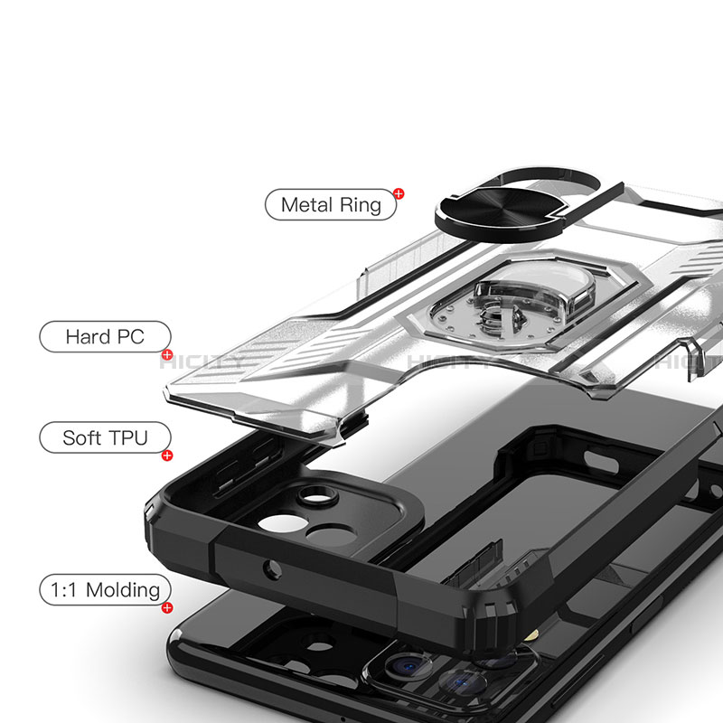 Custodia Silicone e Plastica Opaca Cover con Magnetico Anello Supporto J02S per Samsung Galaxy A22 4G