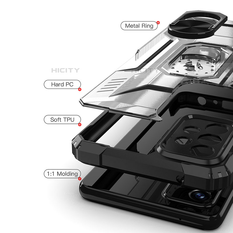 Custodia Silicone e Plastica Opaca Cover con Magnetico Anello Supporto J02S per Samsung Galaxy A72 4G