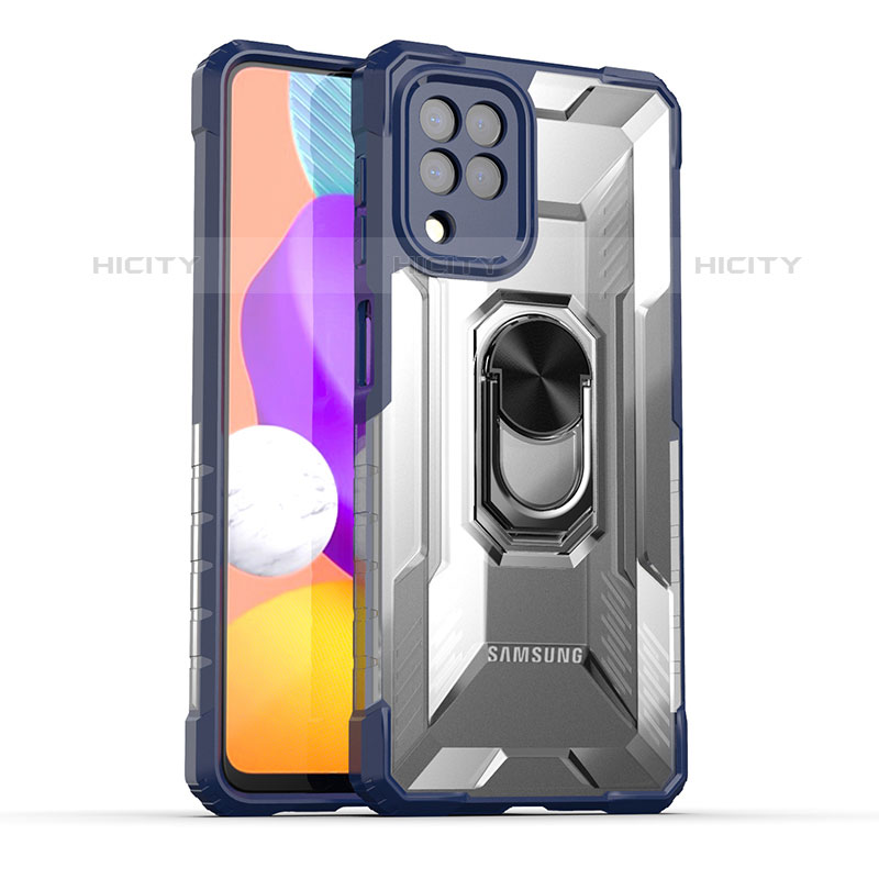 Custodia Silicone e Plastica Opaca Cover con Magnetico Anello Supporto J02S per Samsung Galaxy M32 4G