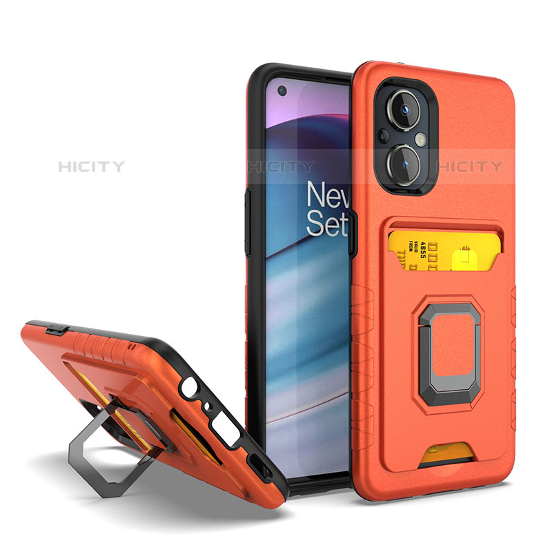 Custodia Silicone e Plastica Opaca Cover con Magnetico Anello Supporto J03S per Oppo Reno8 Z 5G Arancione