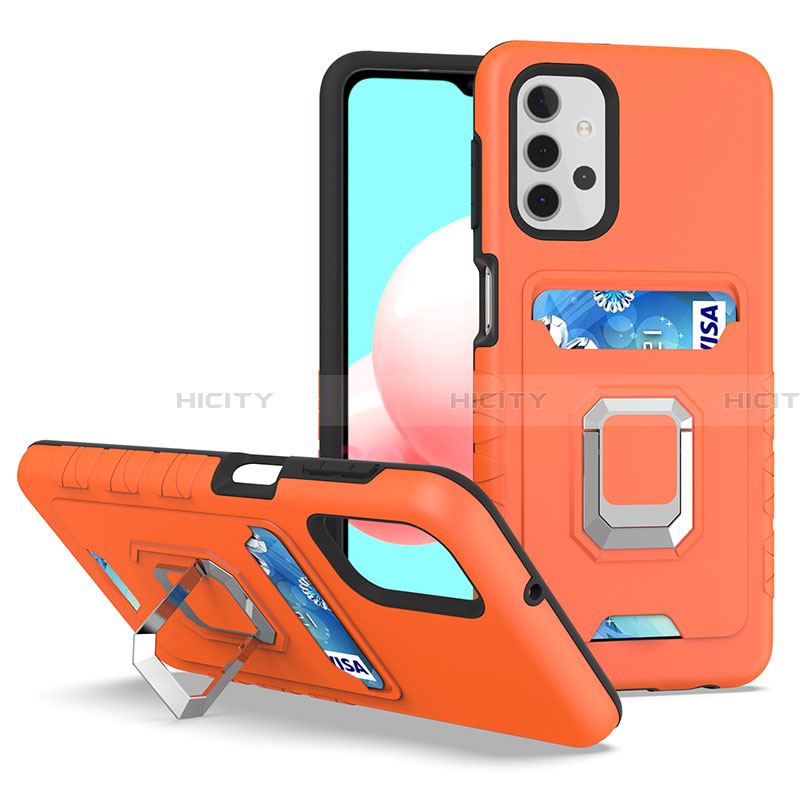 Custodia Silicone e Plastica Opaca Cover con Magnetico Anello Supporto J03S per Samsung Galaxy A32 4G