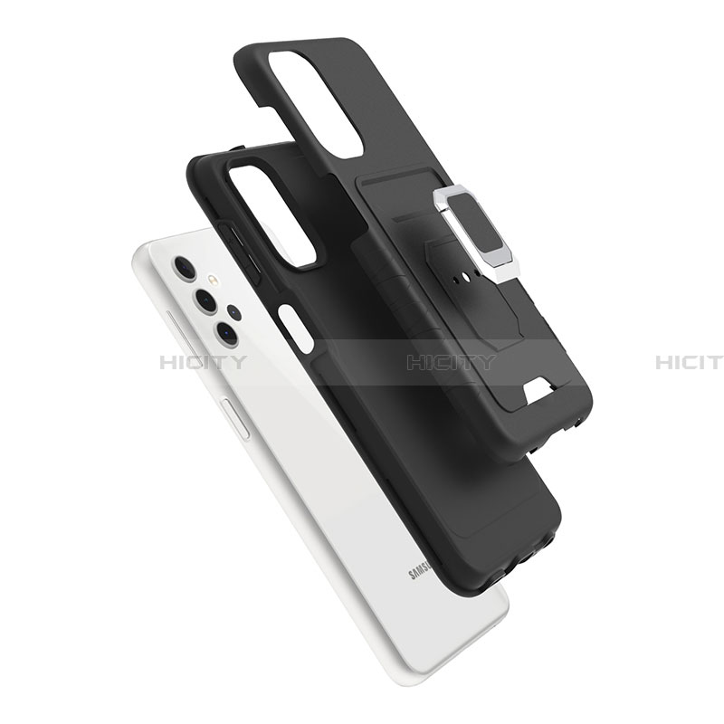 Custodia Silicone e Plastica Opaca Cover con Magnetico Anello Supporto J03S per Samsung Galaxy A32 4G