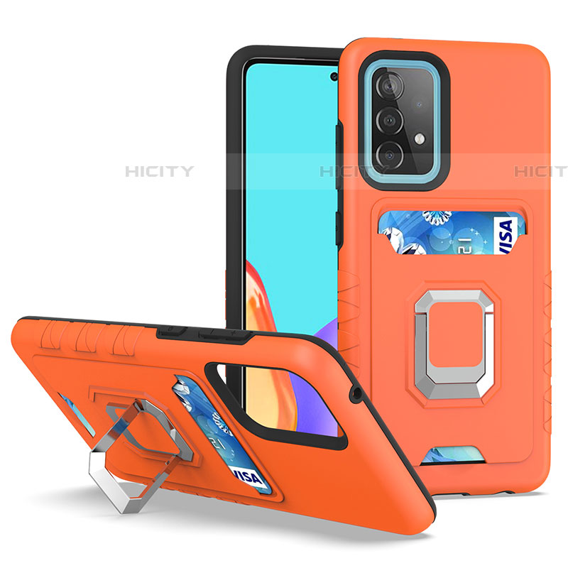 Custodia Silicone e Plastica Opaca Cover con Magnetico Anello Supporto J03S per Samsung Galaxy A52 4G