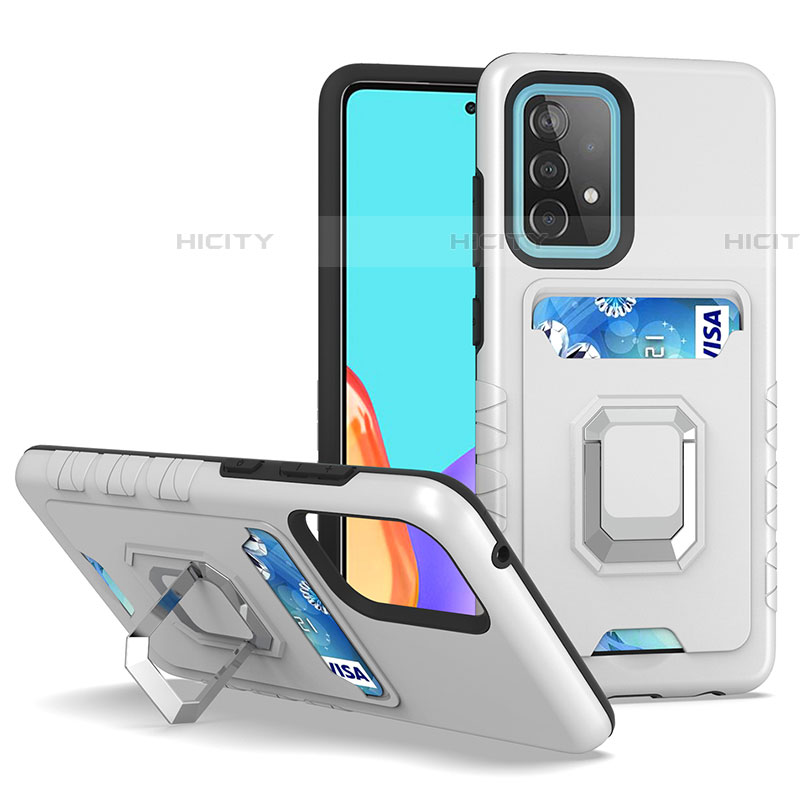 Custodia Silicone e Plastica Opaca Cover con Magnetico Anello Supporto J03S per Samsung Galaxy A52 5G