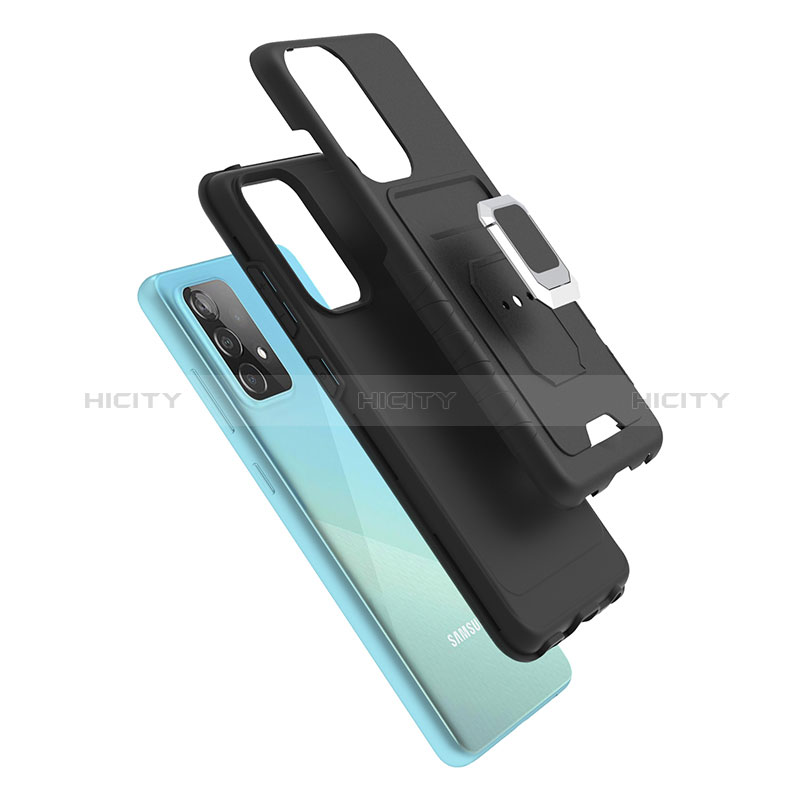 Custodia Silicone e Plastica Opaca Cover con Magnetico Anello Supporto J03S per Samsung Galaxy A52s 5G