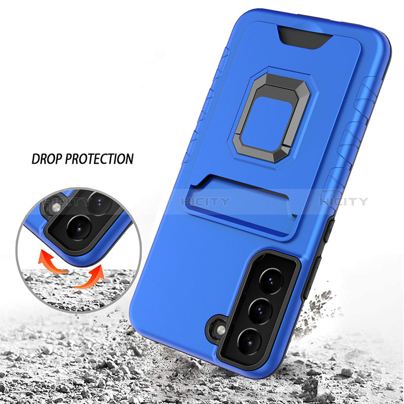 Custodia Silicone e Plastica Opaca Cover con Magnetico Anello Supporto J03S per Samsung Galaxy S22 5G