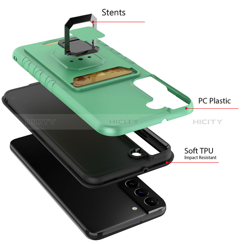 Custodia Silicone e Plastica Opaca Cover con Magnetico Anello Supporto J03S per Samsung Galaxy S22 Plus 5G