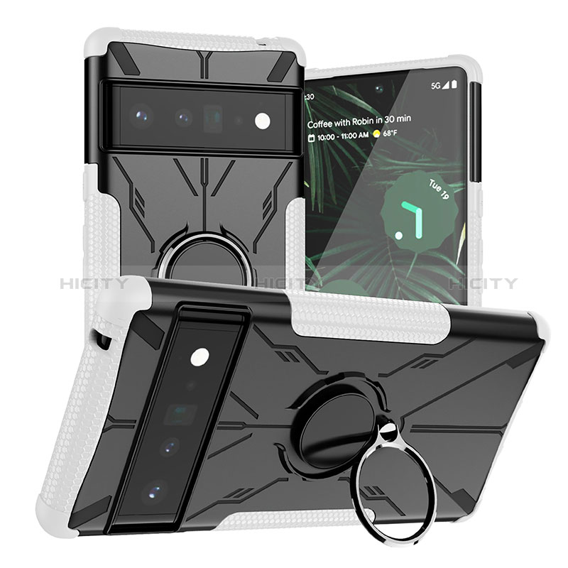 Custodia Silicone e Plastica Opaca Cover con Magnetico Anello Supporto JX1 per Google Pixel 6 Pro 5G
