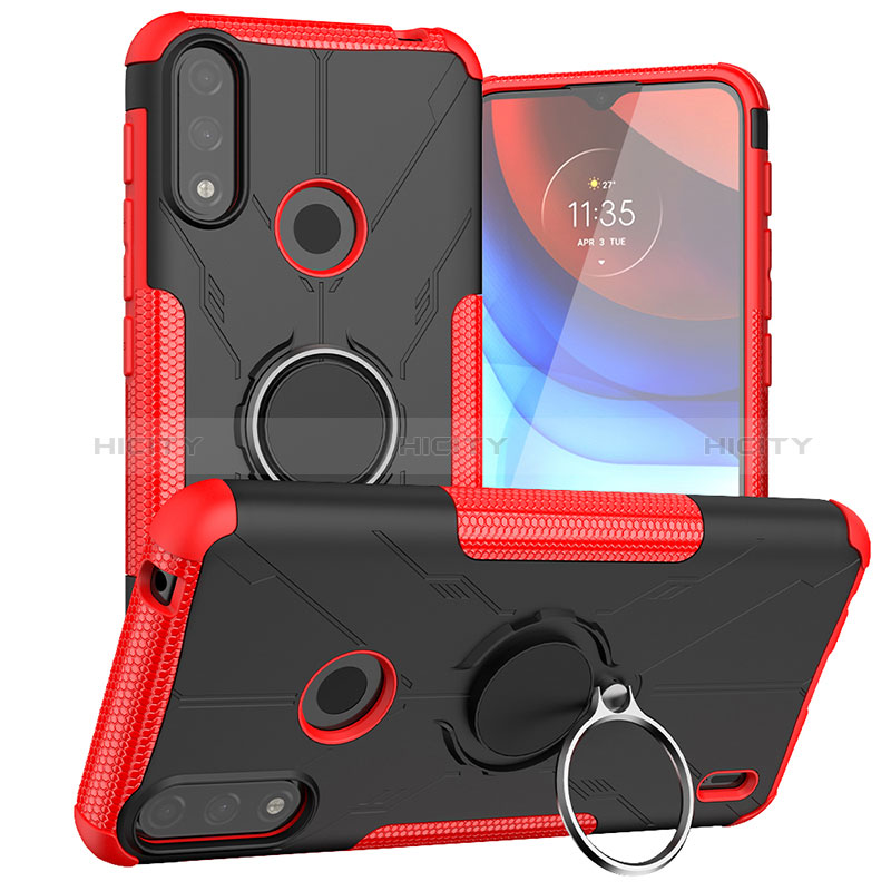 Custodia Silicone e Plastica Opaca Cover con Magnetico Anello Supporto JX1 per Motorola Moto E7 Power