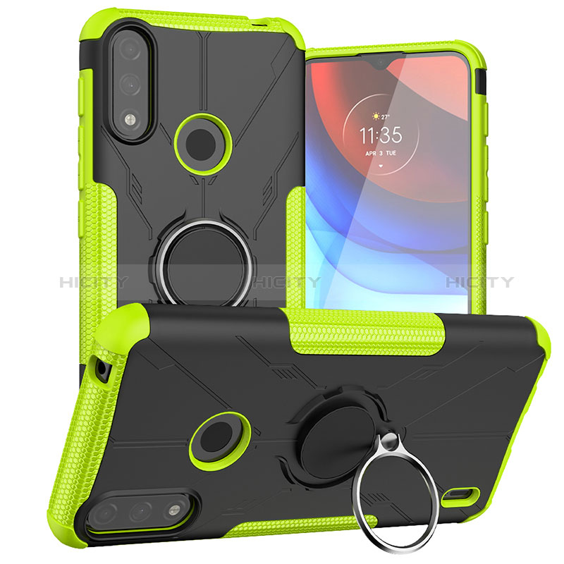 Custodia Silicone e Plastica Opaca Cover con Magnetico Anello Supporto JX1 per Motorola Moto E7 Power