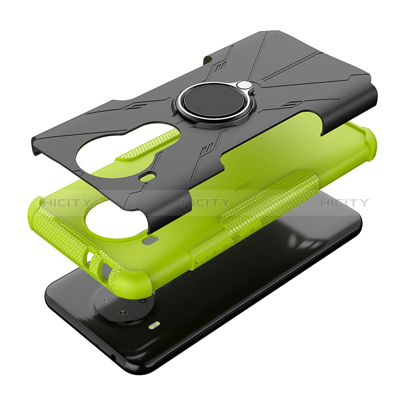 Custodia Silicone e Plastica Opaca Cover con Magnetico Anello Supporto JX1 per Nokia 5.4