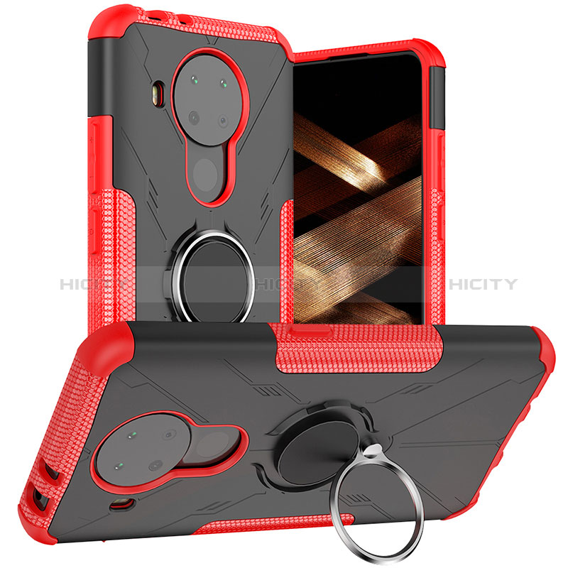 Custodia Silicone e Plastica Opaca Cover con Magnetico Anello Supporto JX1 per Nokia 5.4