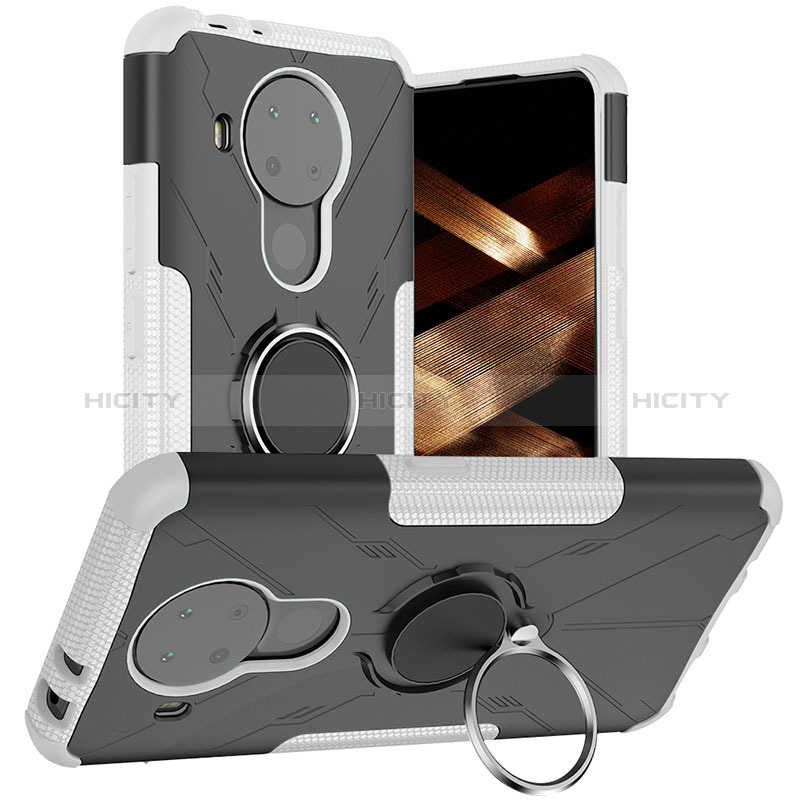 Custodia Silicone e Plastica Opaca Cover con Magnetico Anello Supporto JX1 per Nokia 5.4