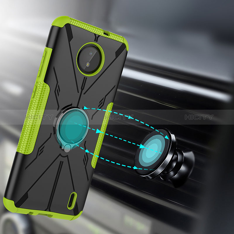 Custodia Silicone e Plastica Opaca Cover con Magnetico Anello Supporto JX1 per Nokia C10