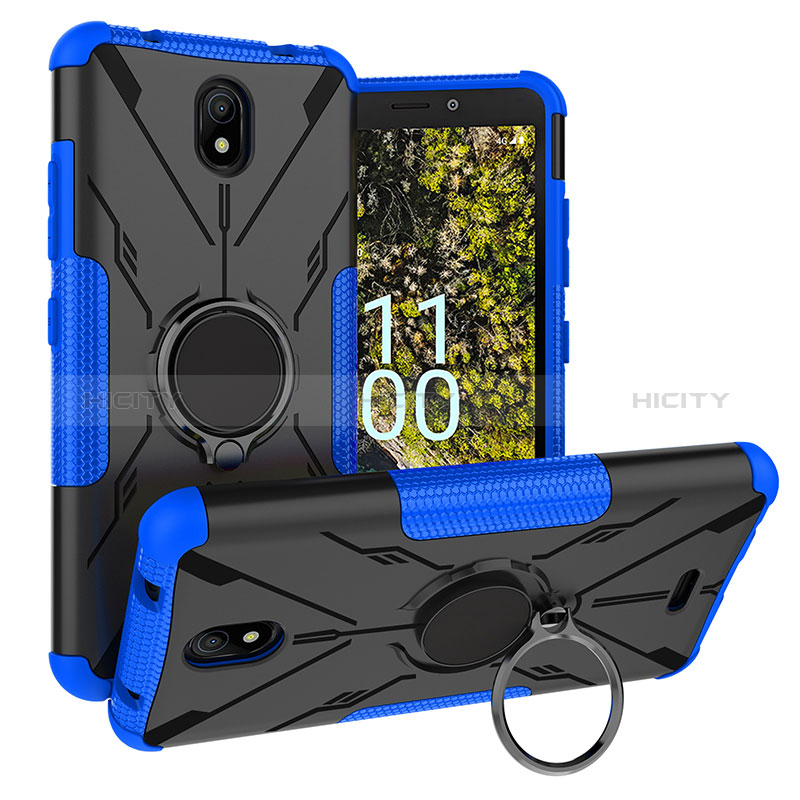 Custodia Silicone e Plastica Opaca Cover con Magnetico Anello Supporto JX1 per Nokia C100