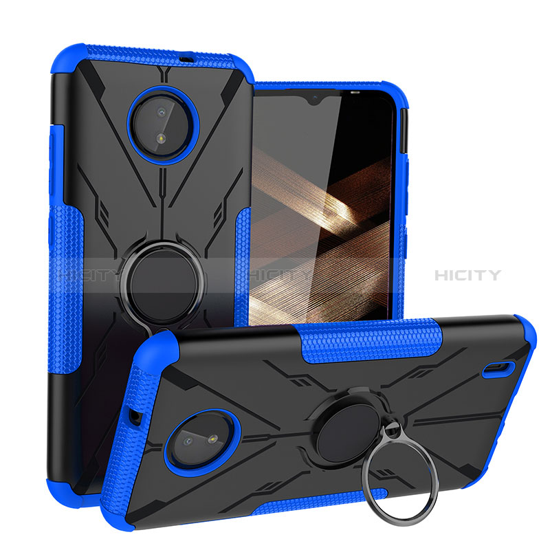 Custodia Silicone e Plastica Opaca Cover con Magnetico Anello Supporto JX1 per Nokia C20