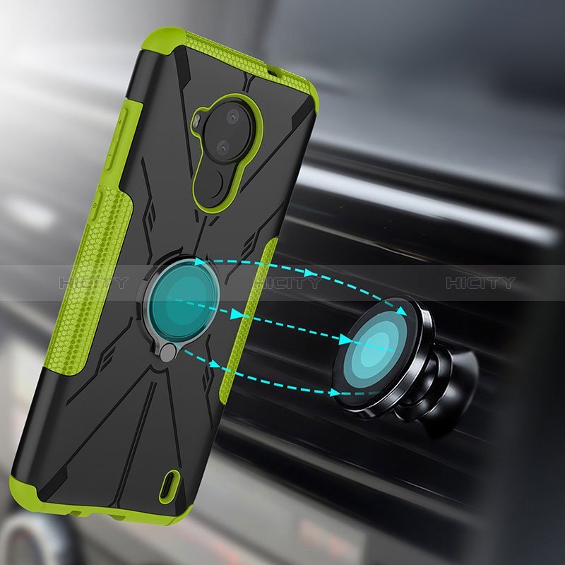 Custodia Silicone e Plastica Opaca Cover con Magnetico Anello Supporto JX1 per Nokia C30