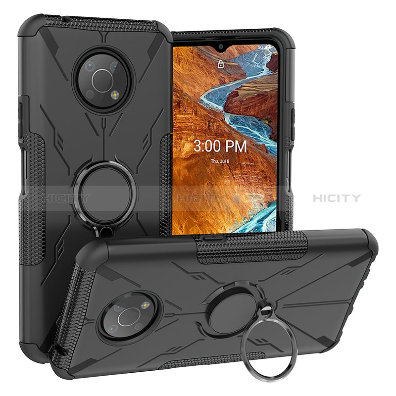 Custodia Silicone e Plastica Opaca Cover con Magnetico Anello Supporto JX1 per Nokia G300 5G Nero