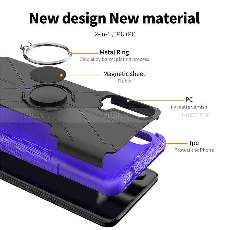 Custodia Silicone e Plastica Opaca Cover con Magnetico Anello Supporto JX1 per OnePlus Nord CE 5G