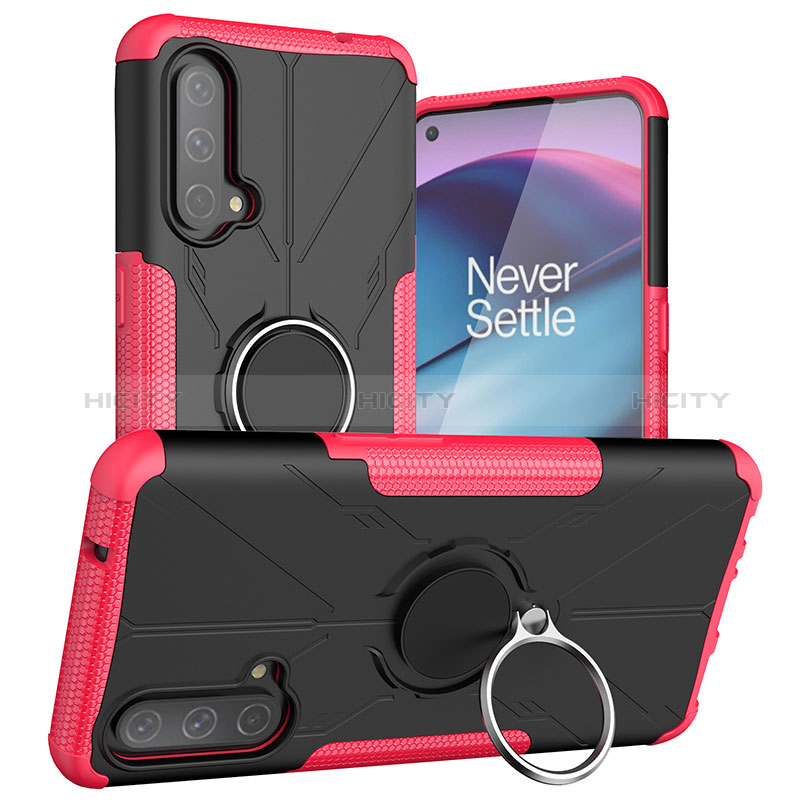 Custodia Silicone e Plastica Opaca Cover con Magnetico Anello Supporto JX1 per OnePlus Nord CE 5G