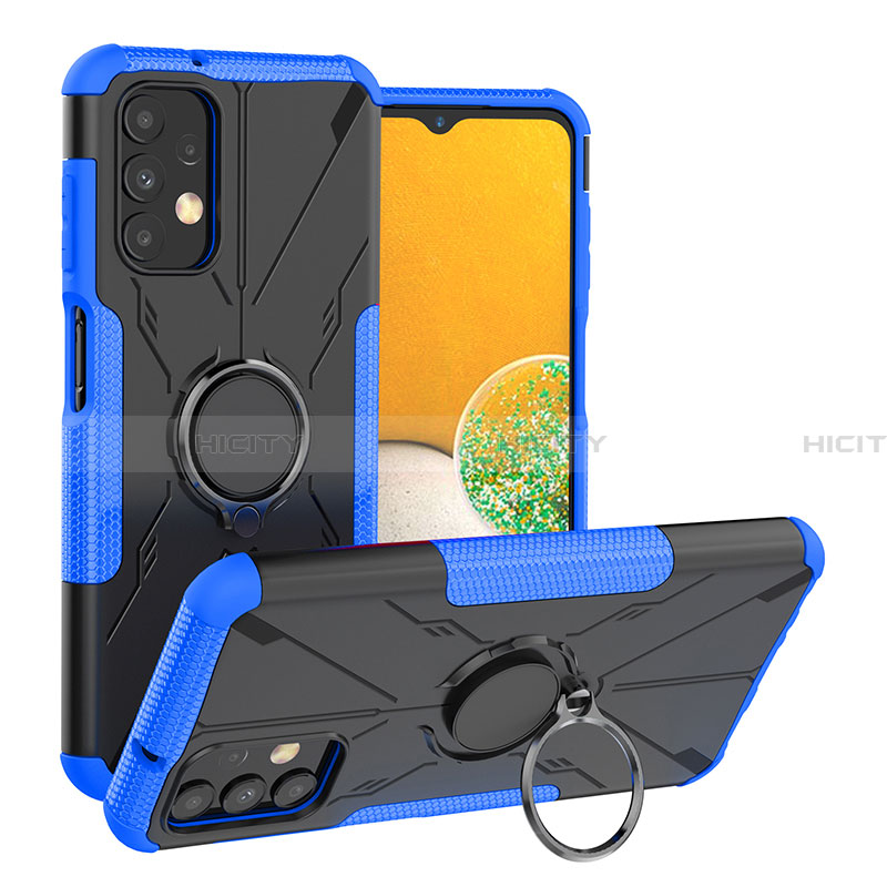 Custodia Silicone e Plastica Opaca Cover con Magnetico Anello Supporto JX1 per Samsung Galaxy A13 4G Blu