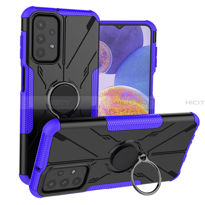 Custodia Silicone e Plastica Opaca Cover con Magnetico Anello Supporto JX1 per Samsung Galaxy A23 4G Viola