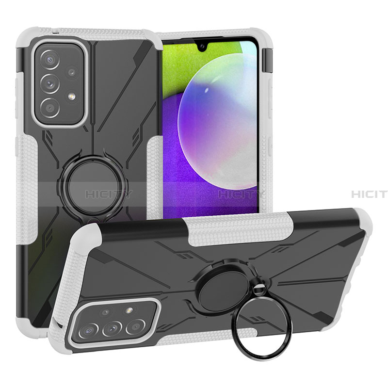Custodia Silicone e Plastica Opaca Cover con Magnetico Anello Supporto JX1 per Samsung Galaxy A33 5G Argento
