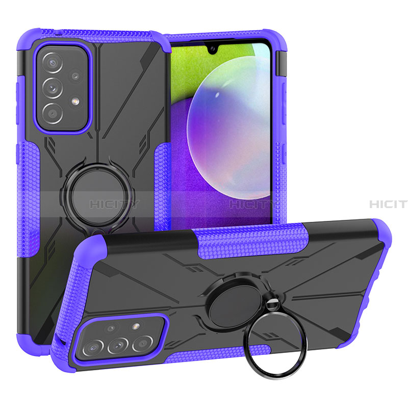 Custodia Silicone e Plastica Opaca Cover con Magnetico Anello Supporto JX1 per Samsung Galaxy A33 5G Viola