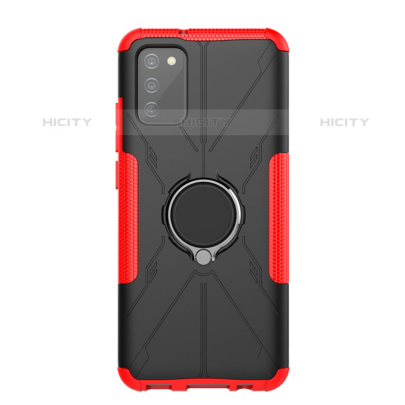 Custodia Silicone e Plastica Opaca Cover con Magnetico Anello Supporto JX1 per Samsung Galaxy M02s Rosso