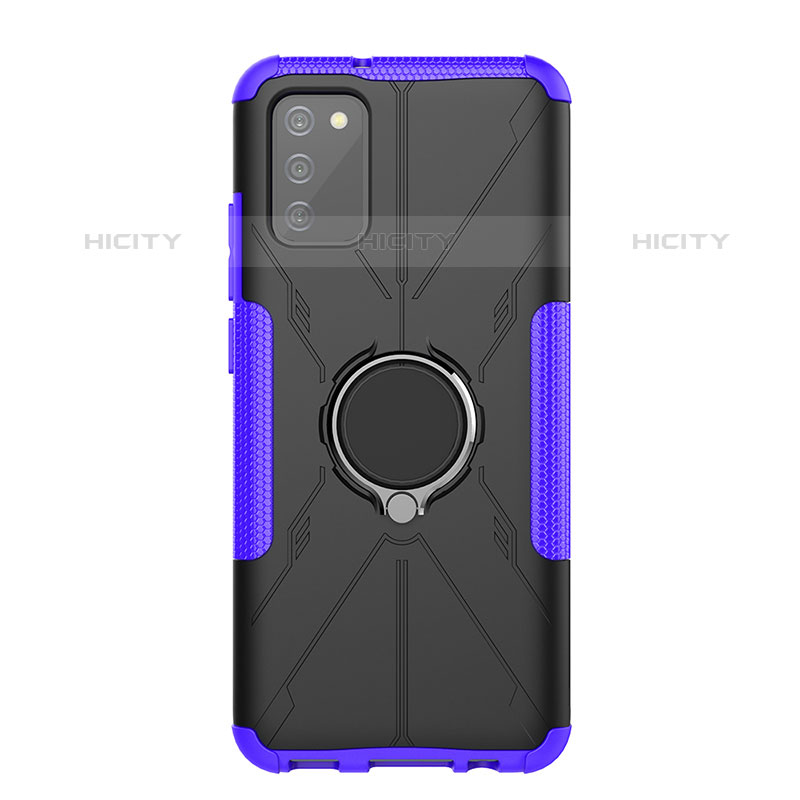 Custodia Silicone e Plastica Opaca Cover con Magnetico Anello Supporto JX1 per Samsung Galaxy M02s Viola