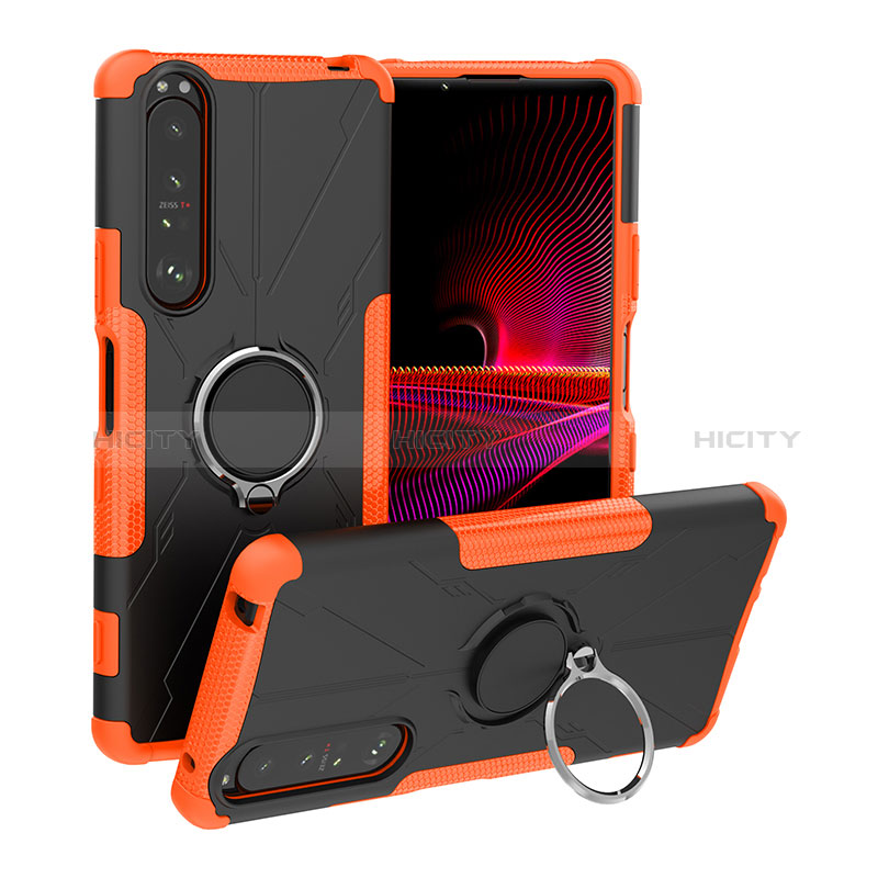 Custodia Silicone e Plastica Opaca Cover con Magnetico Anello Supporto JX1 per Sony Xperia 1 III