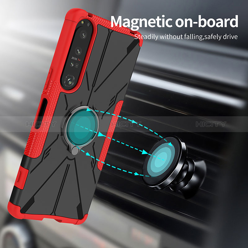 Custodia Silicone e Plastica Opaca Cover con Magnetico Anello Supporto JX1 per Sony Xperia 1 IV SO-51C