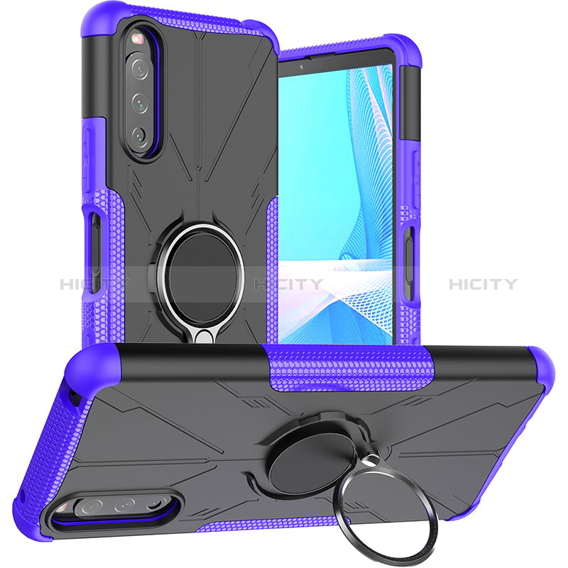 Custodia Silicone e Plastica Opaca Cover con Magnetico Anello Supporto JX1 per Sony Xperia 10 III