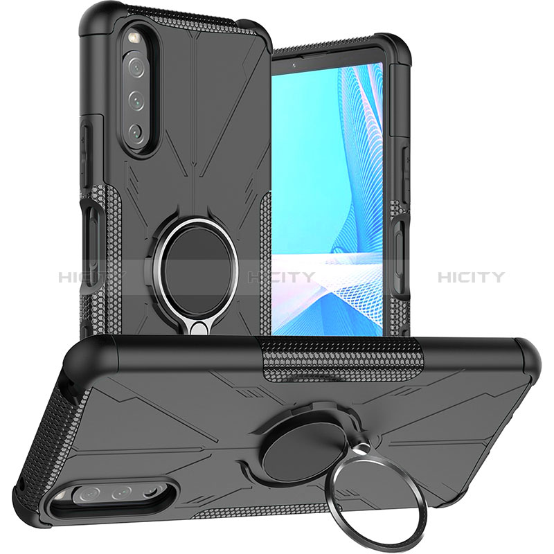 Custodia Silicone e Plastica Opaca Cover con Magnetico Anello Supporto JX1 per Sony Xperia 10 III SO-52B