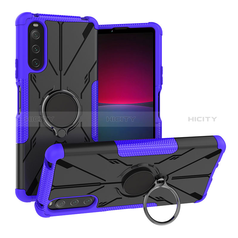 Custodia Silicone e Plastica Opaca Cover con Magnetico Anello Supporto JX1 per Sony Xperia 10 IV SO-52C Viola