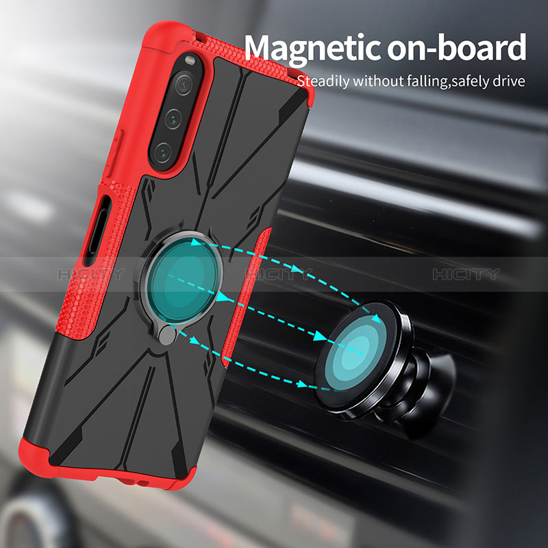Custodia Silicone e Plastica Opaca Cover con Magnetico Anello Supporto JX1 per Sony Xperia 10 V