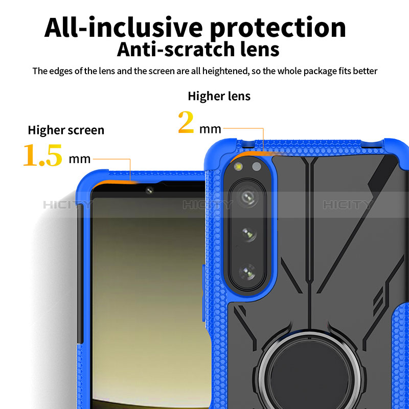 Custodia Silicone e Plastica Opaca Cover con Magnetico Anello Supporto JX1 per Sony Xperia 5 IV